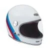 Casque moto intégral vintage blanc avec bandes BMW de la marque EXKLUSIV