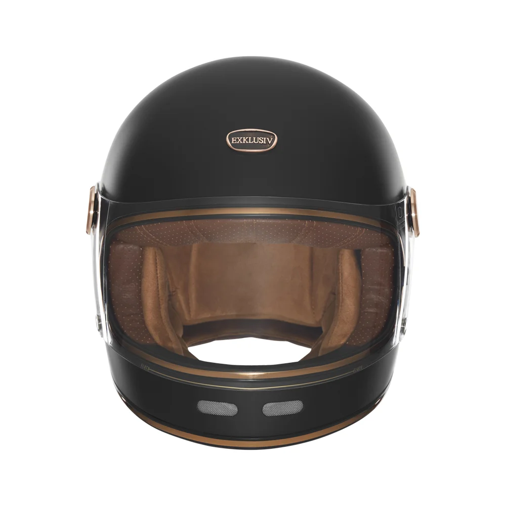 Casque moto intégral Exklusiv Duke II Flat noir cuivre – vue de face