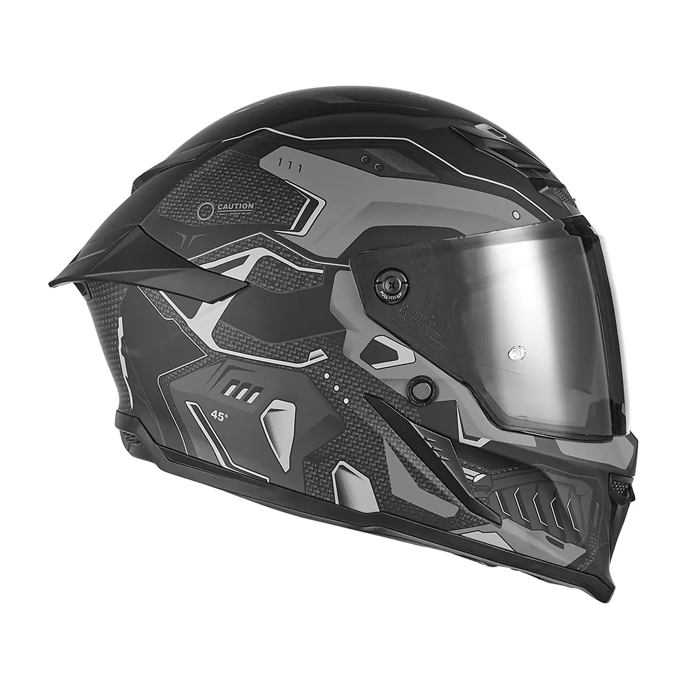 Exklusiv Goliath Berserk full-face motorcycle helmet, black, side view with titanium pattern