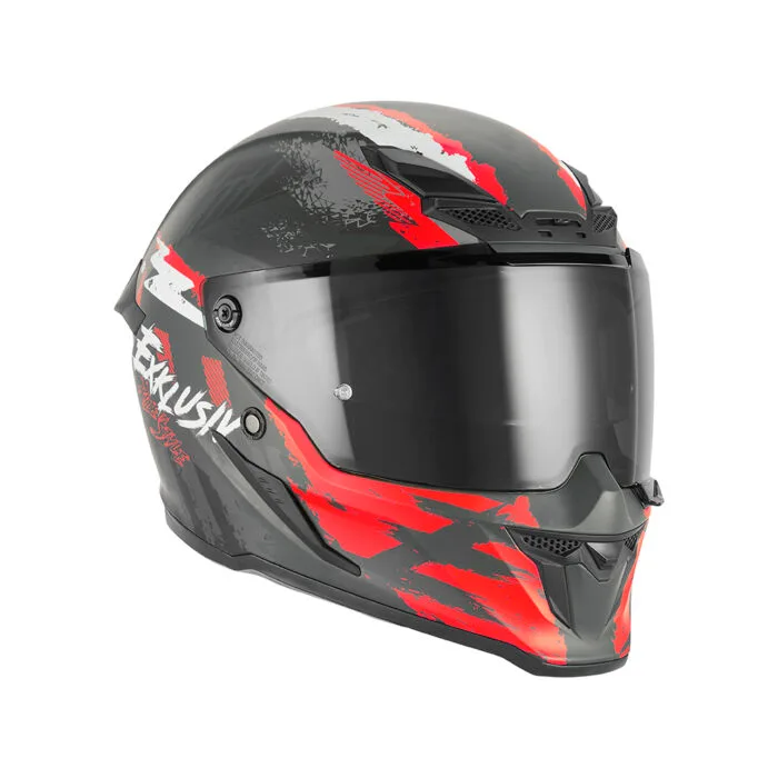 Casque Goliath Cut'D noir mat rouge Exklusiv – 3/4 avant