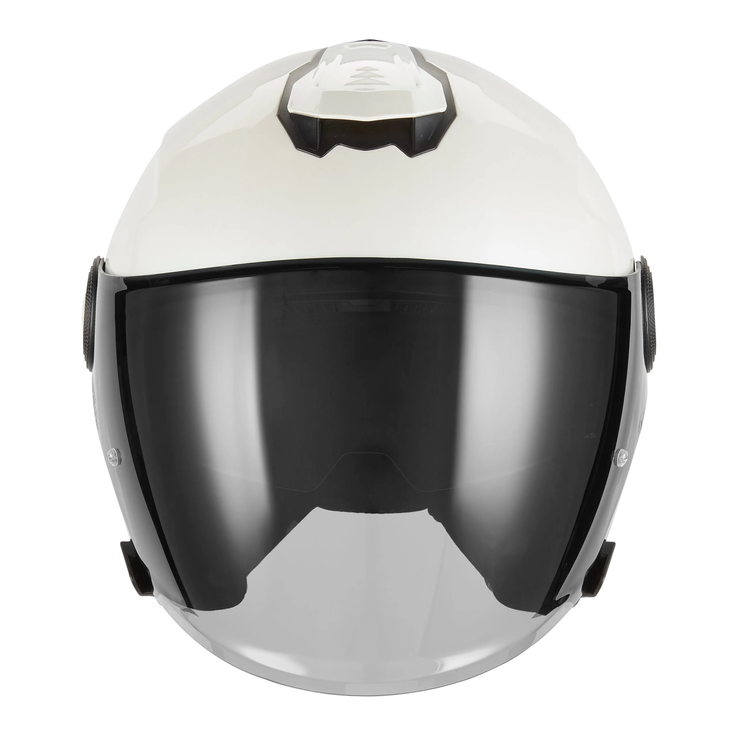 Casque moto jet Exklusiv Nitro Blanc Perle – vue de face