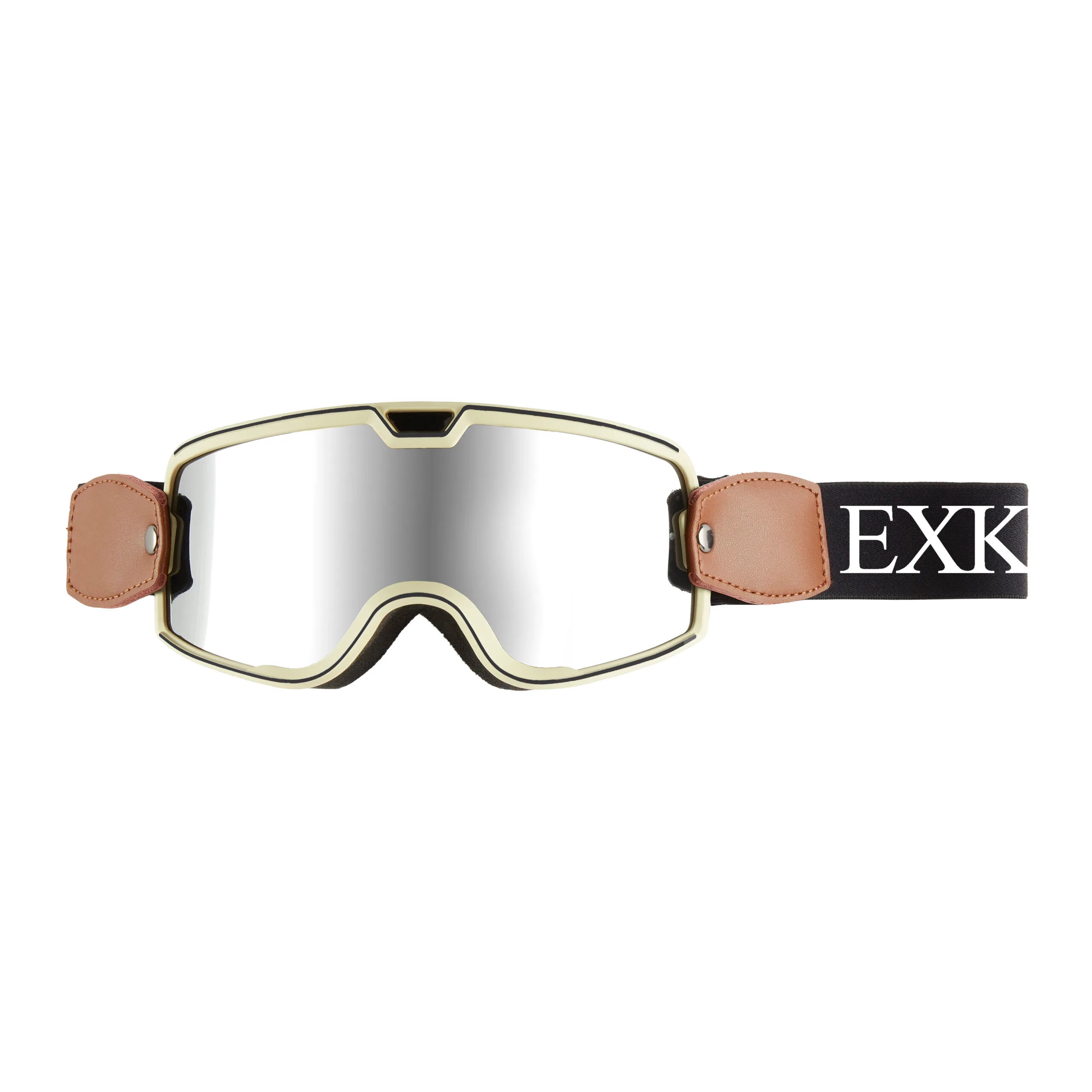 Masque moto vintage Exklusiv Fury crème – vue de face