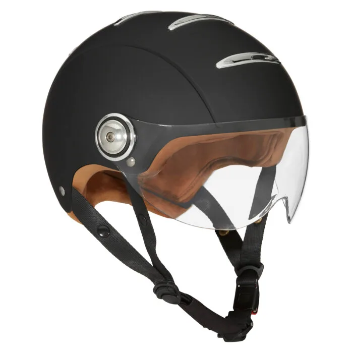 Exklusiv MACADAM bike helmet, matte black, front view, retro matte finish
